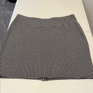 Twee Peppy Houndstooth Knit Pull on Minimalist Wide Waistband Mini Skirt Large